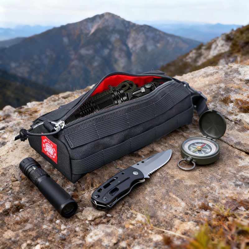 RE ROUGH ENOUGH Rough Enough Small Tactical Bag, Molle Case Pouch for Boys Adults Outdoor Adventures Hiking, Quick Release Handle Black, Small Pencil Case - Image 2